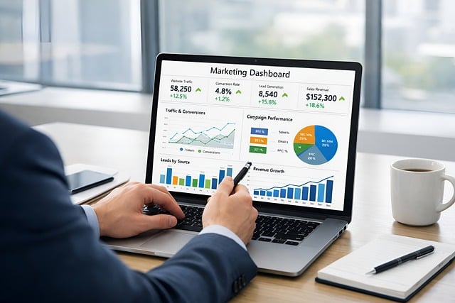 Dashboard showing AI-driven marketing analytics and sales projections.