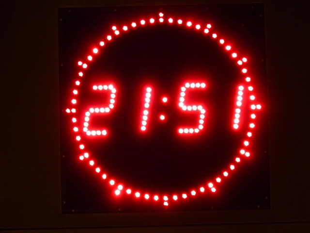 Digital clock displaying current time and a calculated time 14 hours prior. (what time was it 14 hours ago)