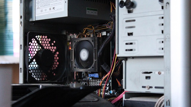 Micro ATX motherboard installed in a compact PC case