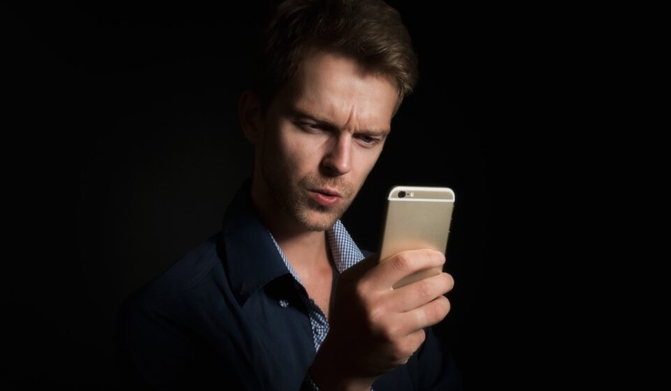 person using language app on phone