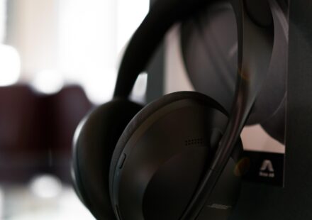 person wearing noise cancelling headphones