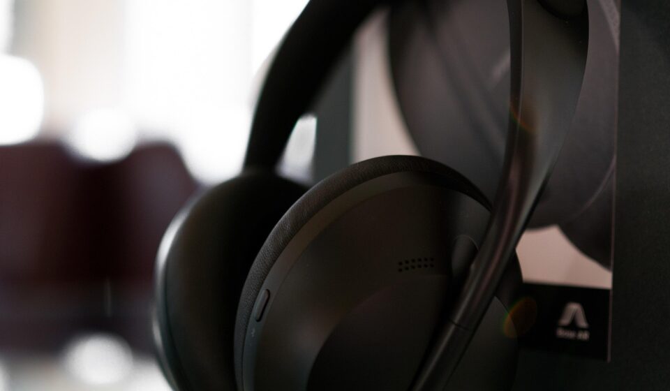 person wearing noise cancelling headphones