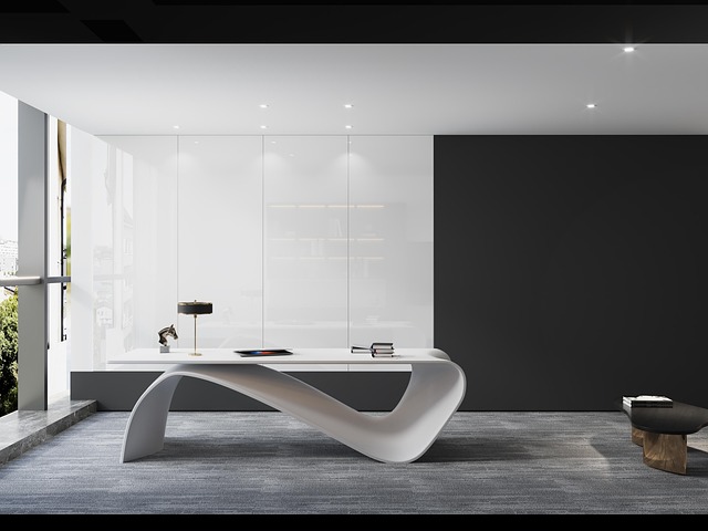 Sleek home office setup with a large monitor, wireless keyboard, ergonomic mouse, and smart display