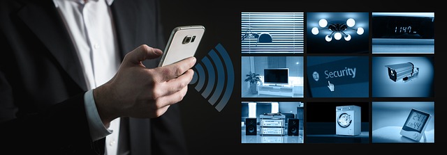 Smart home control panel with various device icons